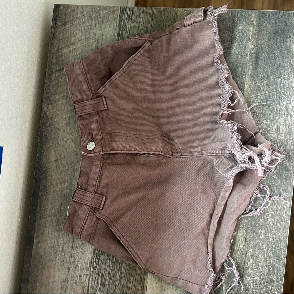 PacSun Mauve Frayed Jean Shorts